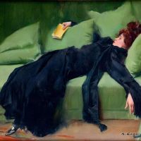 Ramon Casas Decadent Young Woman After The Ball - 1899 Hand Painted Reproduction