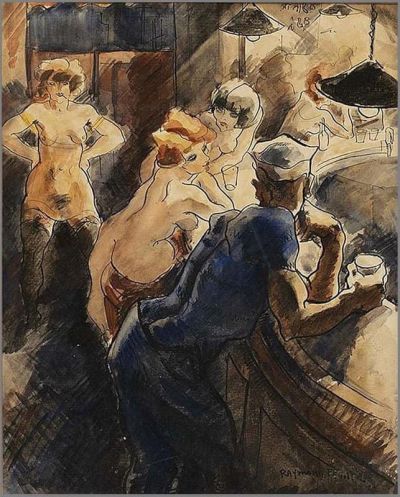 art oil painting reproduction of  Raymond Feuillatte Bar De Marine Ca. 1940 museum quality handmade