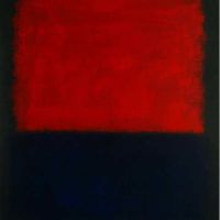 Red Over Dark Blue On Dark Gray By Mark Rothko