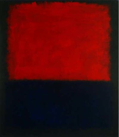 art oil painting reproduction of  Red Over Dark Blue On Dark Gray By Mark Rothko museum quality handmade