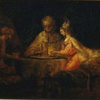 Rembrandt Ahasuerus And Haman At The Feast Of Esther Hand Painted Reproduction