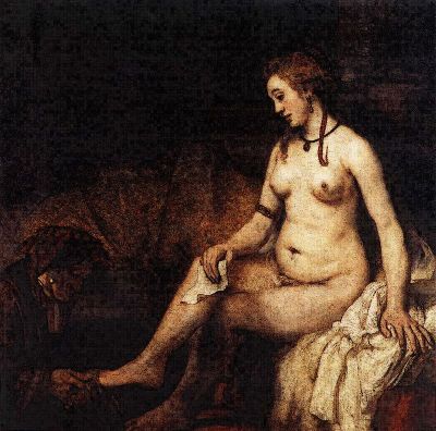 art oil painting reproduction of  Rembrandt Bathsheba At Her Bath museum quality handmade