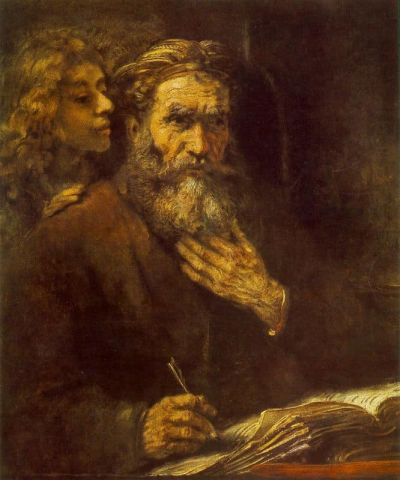 art oil painting reproduction of  Rembrandt Evangelist Matthew museum quality handmade