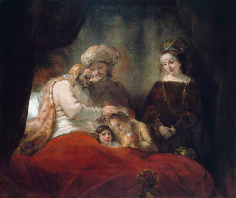 Rembrandt Jacob Blessing The Sons Of Joseph museum quality