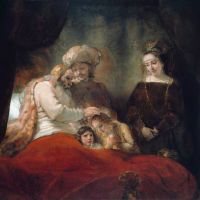 Rembrandt Jacob Blessing The Sons Of Joseph Hand Painted Reproduction