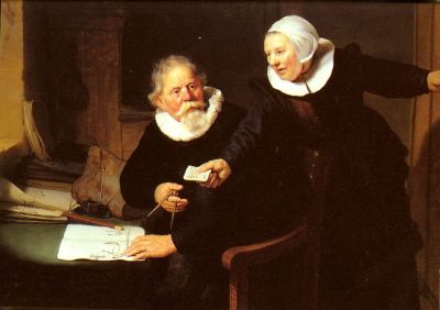 art oil painting reproduction of  Rembrandt Jan Rijcksen And His Wife museum quality handmade