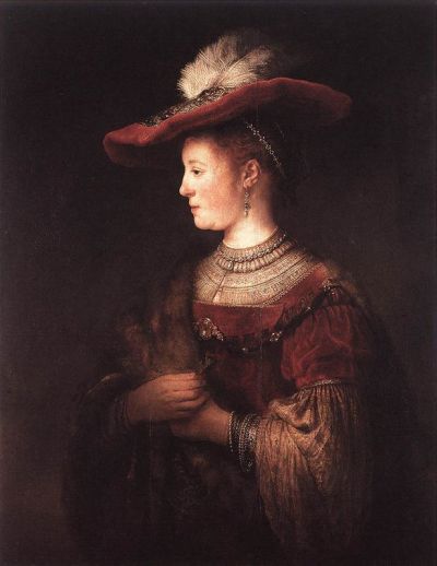 art oil painting reproduction of  Rembrandt Saskia In Pompous Dress museum quality handmade