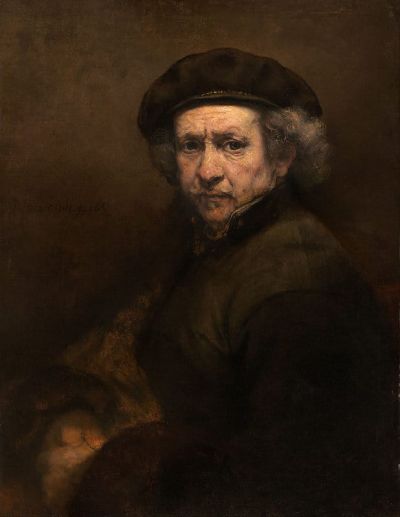 art oil painting reproduction of  Rembrandt Self-portrait With Beret And Turned-up Collar museum quality handmade
