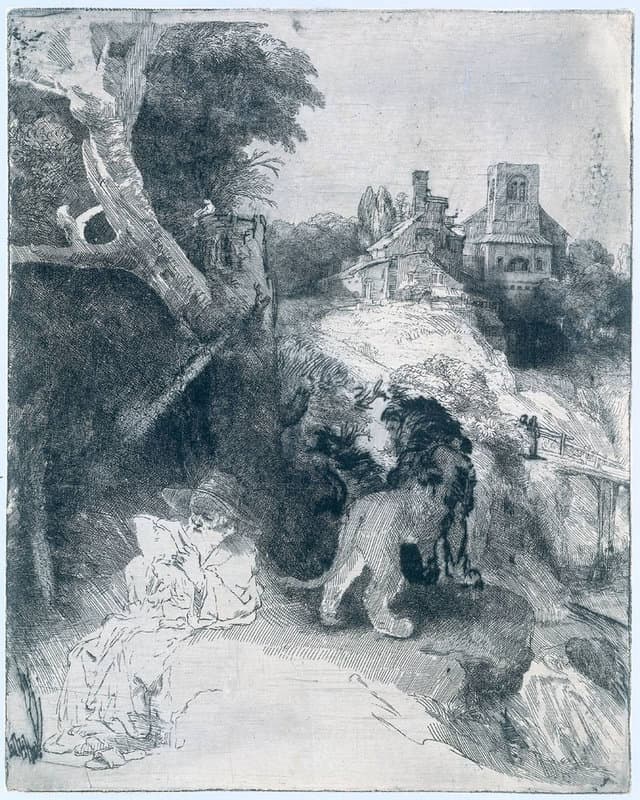 Rembrandt St Jerome Reading In An Italian Landscape museum quality