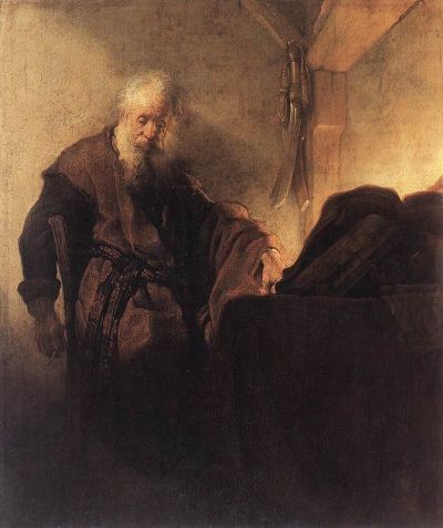 art oil painting reproduction of  Rembrandt St Paul At His Writing-desk museum quality handmade