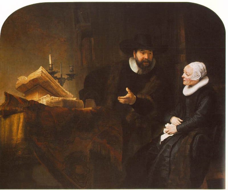 Rembrandt The Mennonite Minister Cornelis Claesz. Anslo In Conversation With His Wife Aaltje museum quality