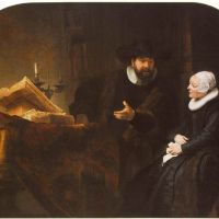 Rembrandt The Mennonite Minister Cornelis Claesz. Anslo In Conversation With His Wife Aaltje Hand Painted Reproduction