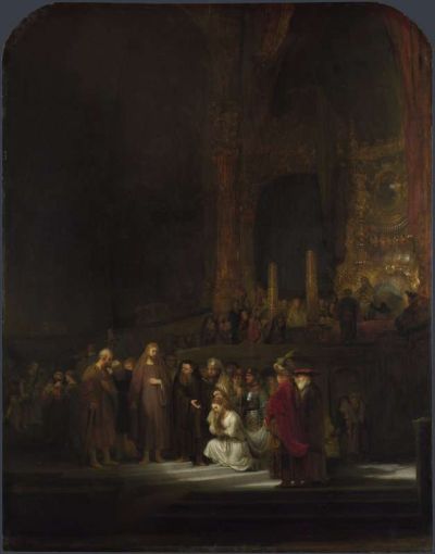 art oil painting reproduction of  Rembrandt The Woman Taken In Adultery museum quality handmade