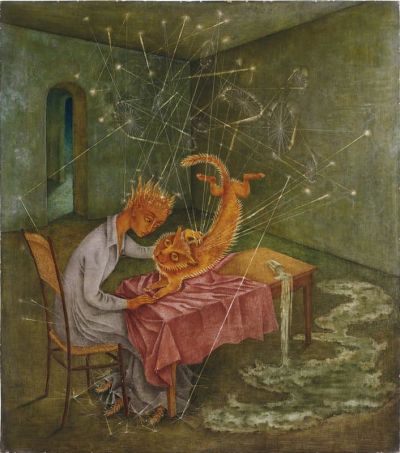 art oil painting reproduction of  Remedios Varo Sympathy - Cat Rabies - 1955 museum quality handmade
