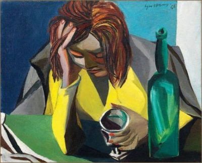 art oil painting reproduction of  Renato Guttuso Drinker In Yellow 1946 museum quality handmade
