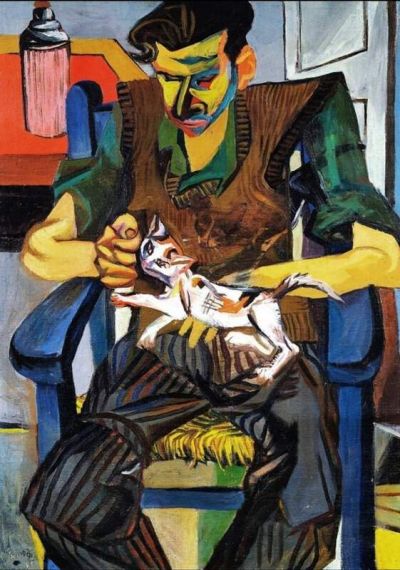 art oil painting reproduction of  Renato Guttuso Giulio Turcato With The Molotov Cat museum quality handmade