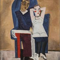 Rene Guiette Man And Woman In A Gray Armchair Hand Painted Reproduction