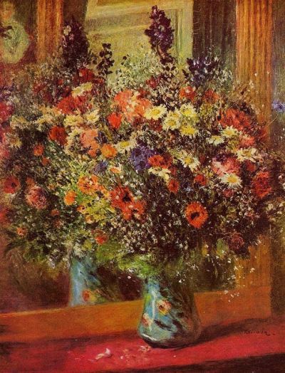 art oil painting reproduction of  Renoir Bouquet In Front Of A Mirror museum quality handmade