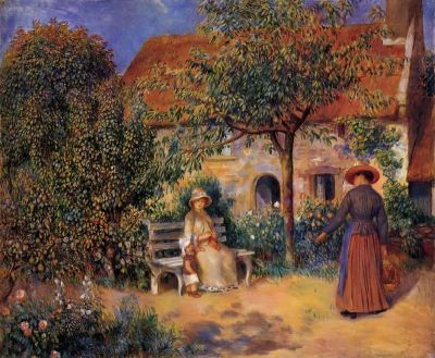 art oil painting reproduction of  Renoir Garden Scene In Brittany museum quality handmade