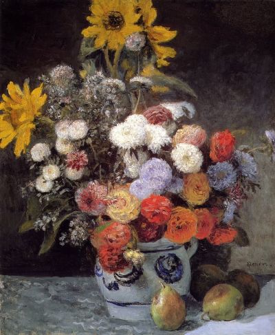 art oil painting reproduction of  Renoir Mixed Flowers In An Earthware Pot museum quality handmade