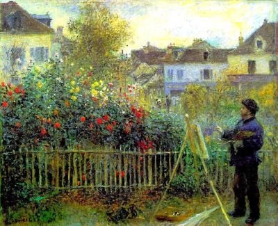 art oil painting reproduction of  Renoir Monet Painting In His Garden At Argenteuil museum quality handmade