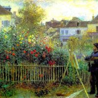 Renoir Monet Painting In His Garden At Argenteuil Hand Painted Reproduction