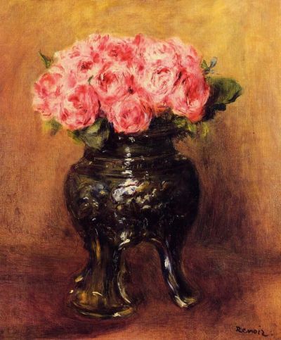 art oil painting reproduction of  Renoir Roses In A China Vase museum quality handmade