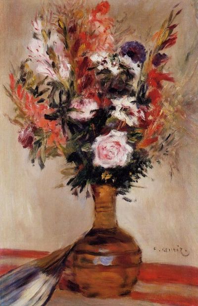 art oil painting reproduction of  Renoir Roses In A Vase museum quality handmade