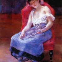 Renoir Sleeping Girl Girl With A Cat