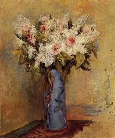 art oil painting reproduction of  Renoir Vase Of Lilacs And Roses museum quality handmade