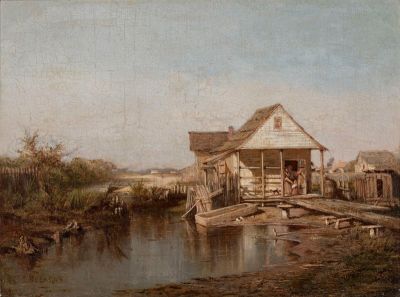 art oil painting reproduction of  Richard Clague Trapper S Cabin museum quality handmade