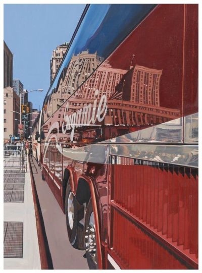art oil painting reproduction of  Richard Estes Tour Bus Of The World Trade Center 2005 Hand Painted Reproduction museum quality handmade