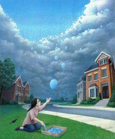 art oil painting reproduction of  Rob Gonsalves Balloons museum quality handmade