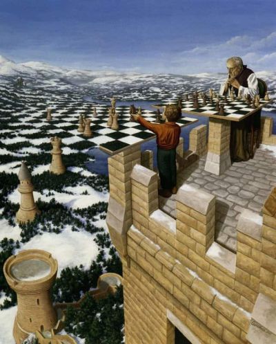 art oil painting reproduction of  Rob Gonsalves Chess Master museum quality handmade