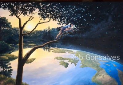 art oil painting reproduction of  Rob Gonsalves Climbing Trees museum quality handmade