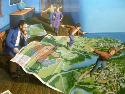 art oil painting reproduction of  Rob Gonsalves Flight Plan museum quality handmade