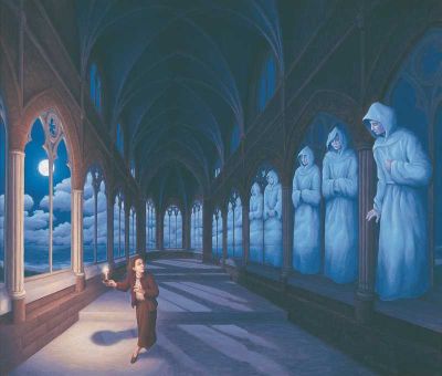 art oil painting reproduction of  Rob Gonsalves Medieval Moonlight museum quality handmade