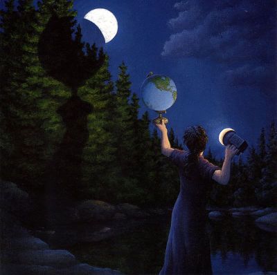 art oil painting reproduction of  Rob Gonsalves New Moon Eclipsed museum quality handmade