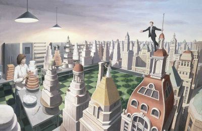 art oil painting reproduction of  Rob Gonsalves Sweet City museum quality handmade
