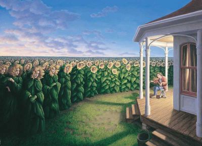 art oil painting reproduction of  Rob Gonsalves The Listening Fields museum quality handmade