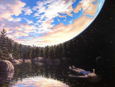 art oil painting reproduction of  Rob Gonsalves The Phenomenom Of Floating museum quality handmade