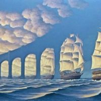 Gonsalves - The Sunset Sails by Rob Gonsalves artwork on canvas