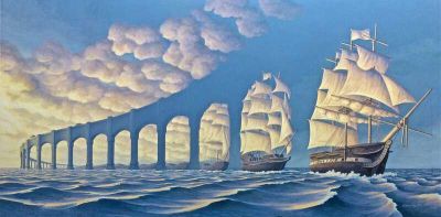 art oil painting reproduction of  Rob Gonsalves The Sunset Sails museum quality handmade