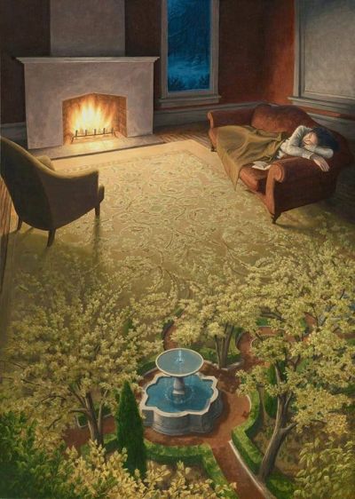 art oil painting reproduction of  Rob Gonsalves The Weaving Of A Spring Dream museum quality handmade