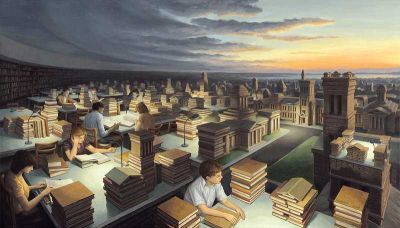 art oil painting reproduction of  Rob Gonsalves Towers Of Knowledge museum quality handmade