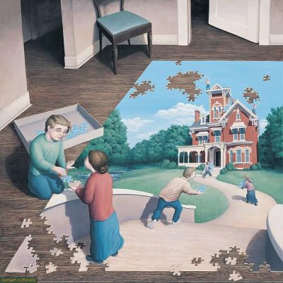 art oil painting reproduction of  Rob Gonsalves Unfinished Puzzle museum quality handmade