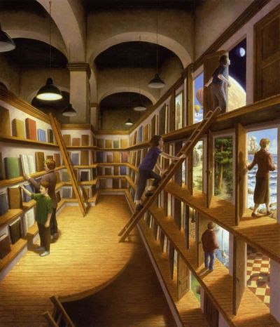 art oil painting reproduction of  Rob Gonsalves Written Worlds museum quality handmade