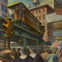 Robert William Addison City Scene With Nuns Ca. 1947 Hand Painted Reproduction
