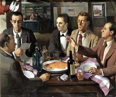 art oil painting reproduction of  Roberto Fernandez Balbuena Mesa De Cafe - Cafe Table - 1927 museum quality handmade