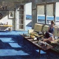 Roger Kuntz Interior With Figure 1966 Hand Painted Reproduction